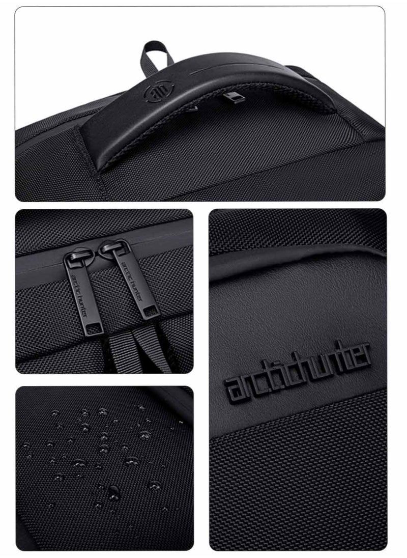 ARCTIC HUNTER - Classic Travel Laptop Bag, Large Backpack with USB Charging and Headset Port Fits 15.6 Inch Notebook for Men, Black - Image 1