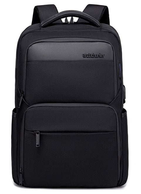 Classic Travel Laptop Bag, Large Backpack with USB Charging and Headset Port Fits 15.6 Inch Notebook for Men, Black