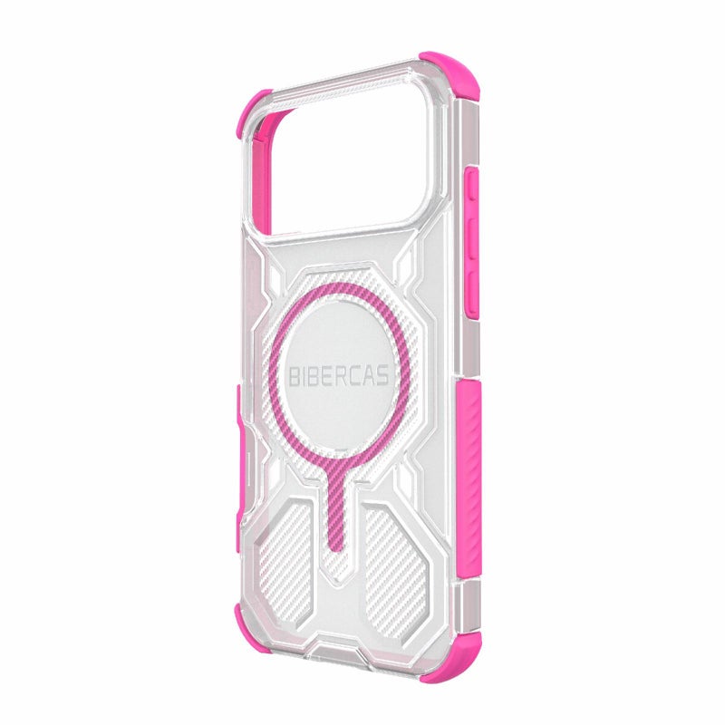 BIBERCAS For Iphone 17 Pro Max Transparent Color Series Magsafe Air Bag Shockproof Phone Case(Pink) - Image 3