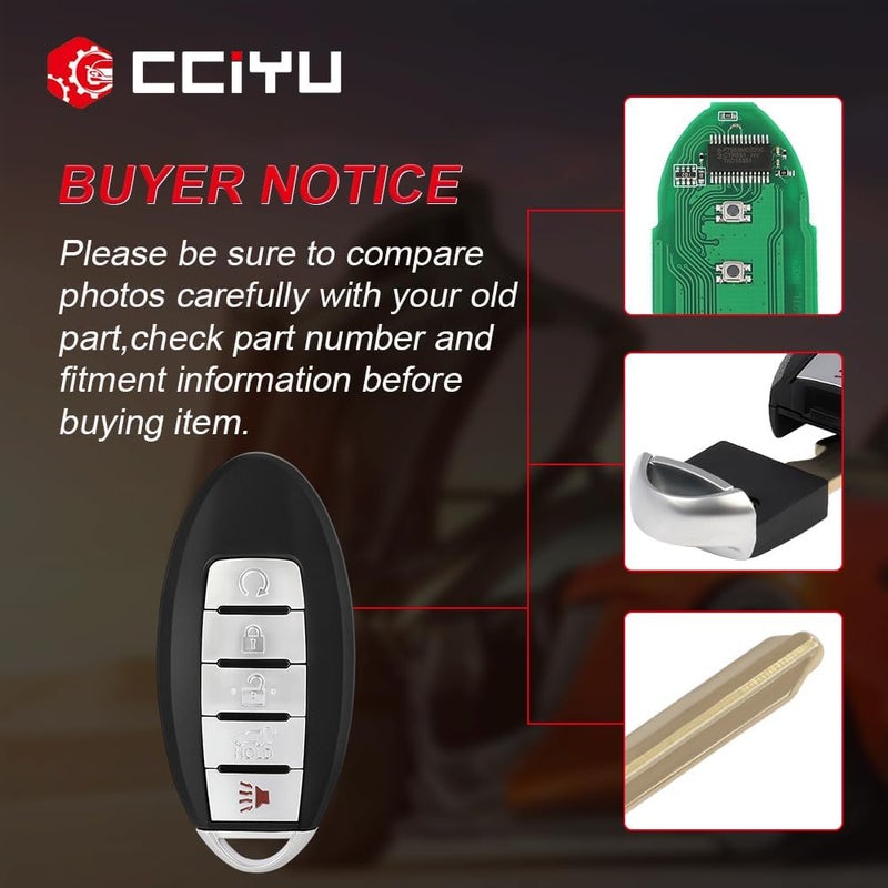 CCIYU S180144308 X 1 Remote UNCUT ignition key fob 5 Buttons Keyless Entry Remote Fob 433 MHZ 4A chips for SUV 15 16 17 18 for N issan Murano Pathfinder with FCC KR5S180144014 7812D-S180204 - Image 5