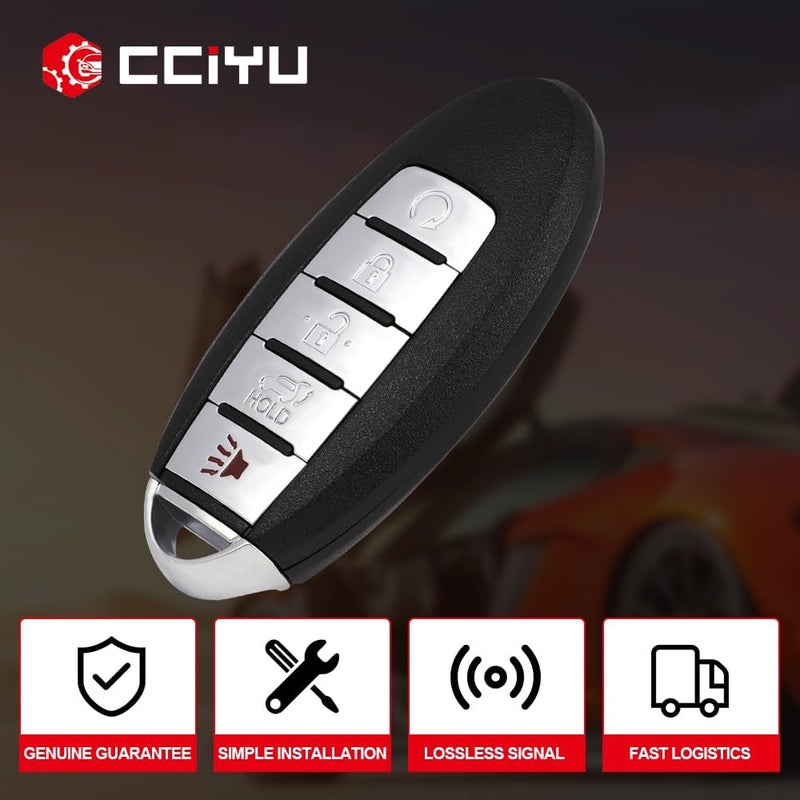 CCIYU S180144308 X 1 Remote UNCUT ignition key fob 5 Buttons Keyless Entry Remote Fob 433 MHZ 4A chips for SUV 15 16 17 18 for N issan Murano Pathfinder with FCC KR5S180144014 7812D-S180204 - Image 2