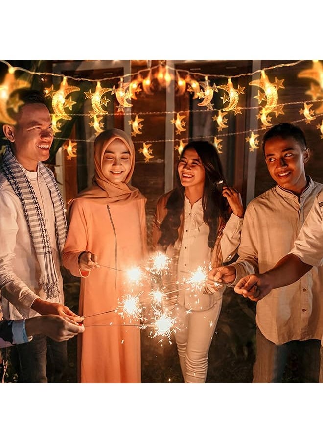 إيروريكس سلسلة أضواء LED بطول 20 قدمًا على شكل نجوم وقمر باللون الأبيض الدافئ لشهر رمضان وعيد مبارك والاحتفالات الإسلامية والعبادة الإسلامية وهدايا العيد تعمل بالبطارية ومنفذ USB للديكور الداخلي  - Image 5