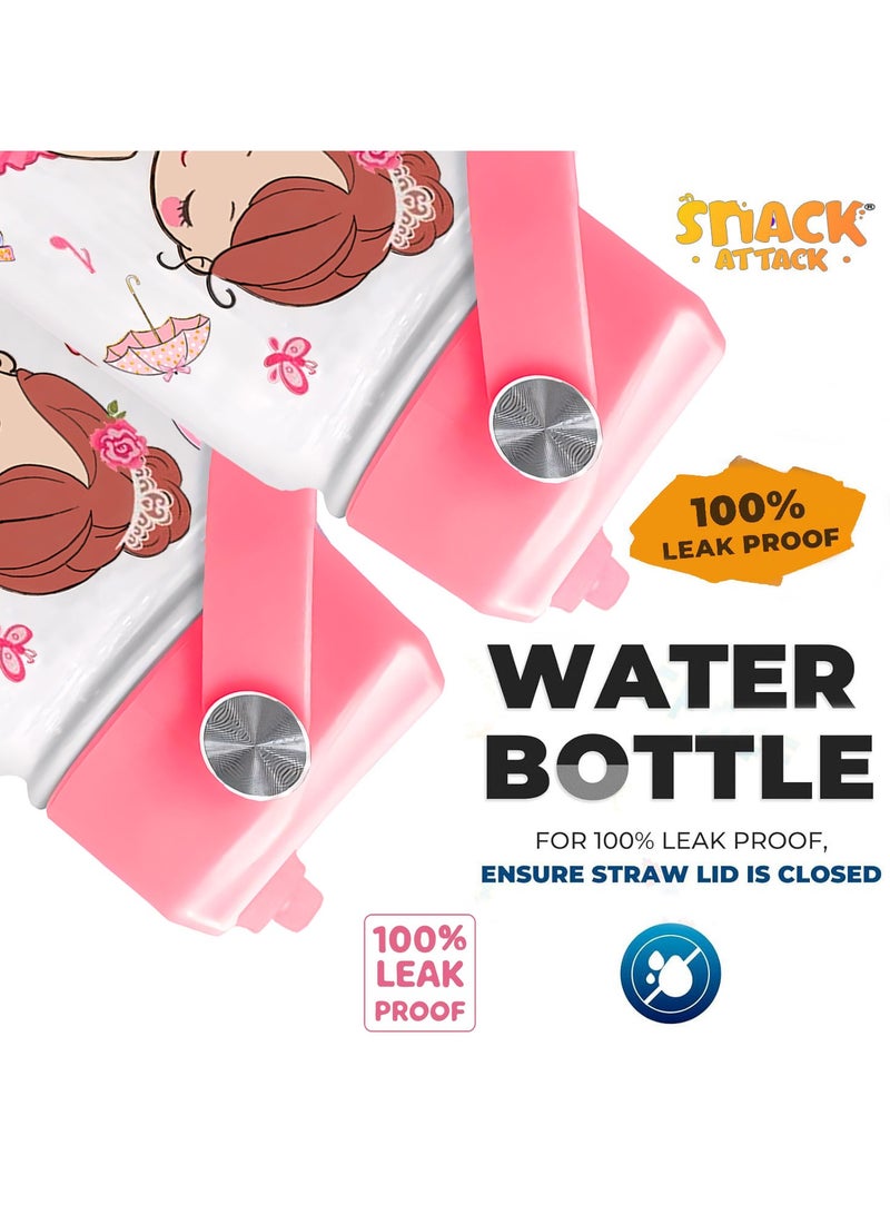 Snack attack SA Kids Water Bottle for School Insulated water bottle with Straw Lid, Kids water bottle stainless steel, Double Wall, Baby water bottle, Steel water bottle White Ballerina Doll - Image 4
