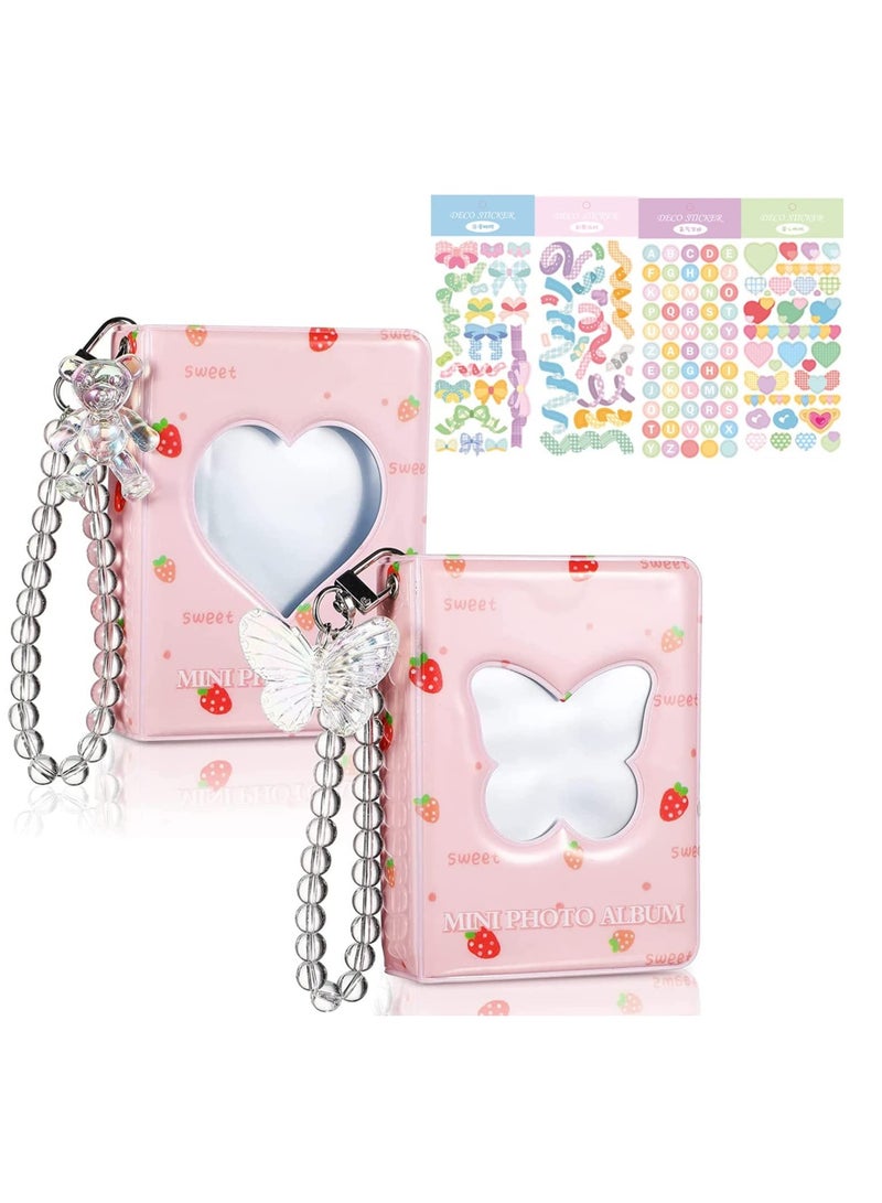 SOLARAE Photo Album Photocard, 2 Pcs Holder Book 3 Inch Kpop Mini Collect Binder 40 Pockets with  Decorative Stickers and Bracelet Card Holders - Image 1