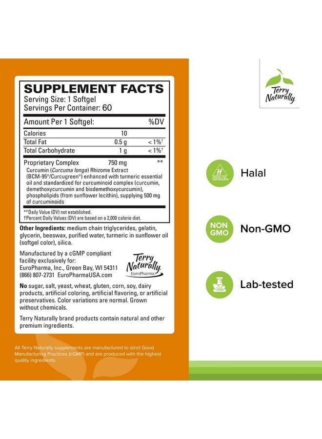 Terry Naturally CuraMed 750mg - Antioxidant Supplement for Brain & Heart Health Support - Dietary Supplement with High-Potency Curcumin Complex - Kidney, Liver & Immune Health Support - 60 Softgels - Image 2