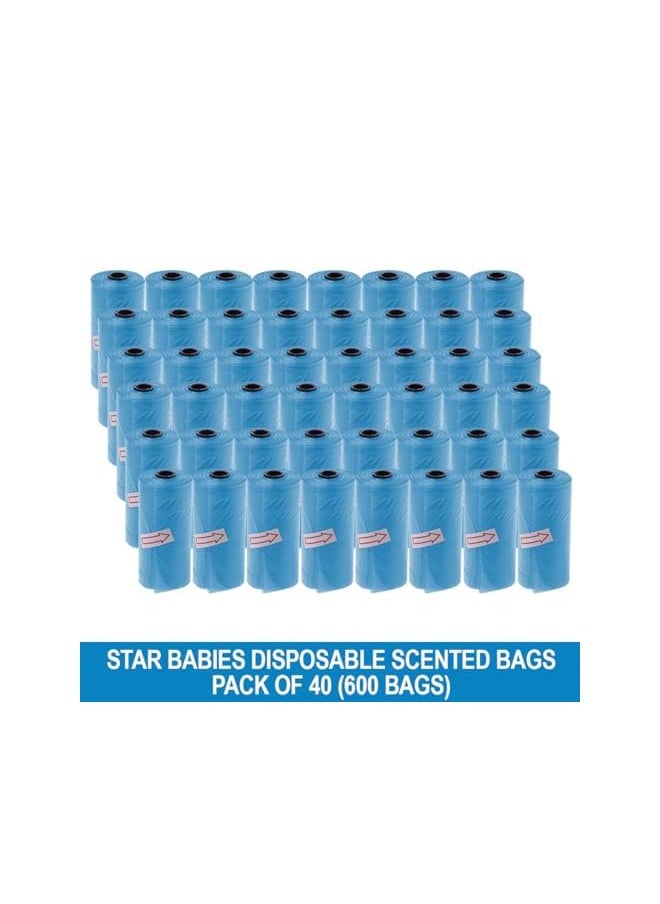 STAR BABiES Scented Bag Roll Pack Of 40 600 Bags Blue  - Image 2