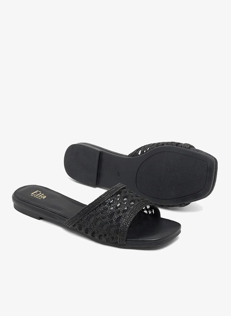 Ella Black Flat Sandals for Women | Best Price UAE