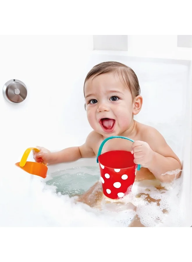 هيب Happy Buckets Set - Three Water Bath Time Toys For Toddlers | Colorful Water Play Fun | Perfect For Bath Or Pool | Bpa-Free Plastic | Ages 12 Months+