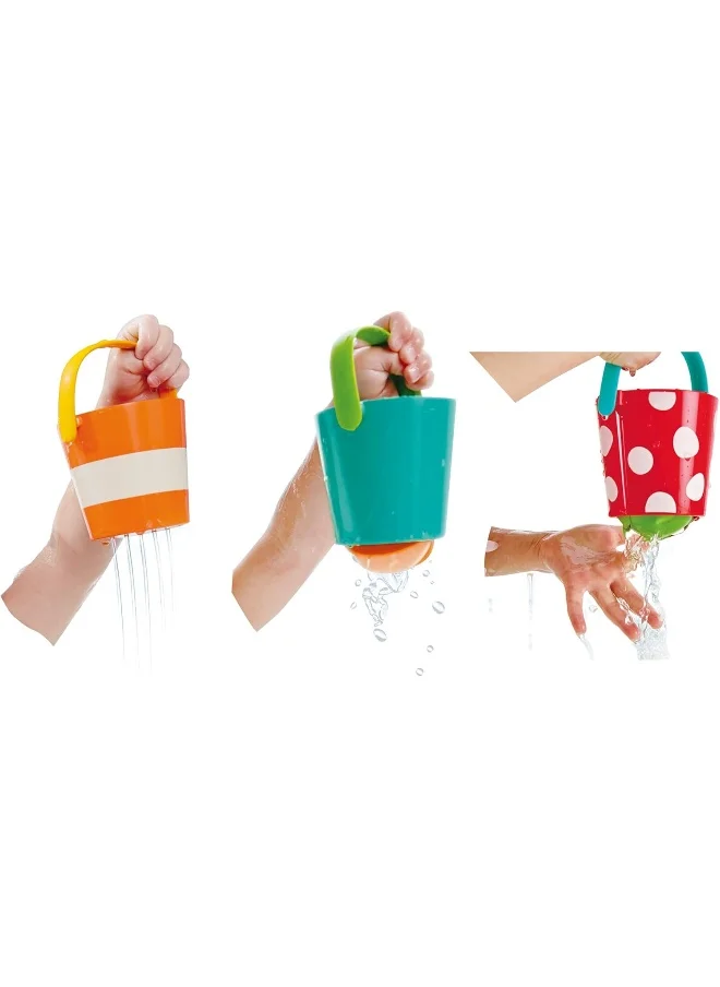 هيب Hape Happy Buckets Set - Three Water Bath Time Toys For Toddlers