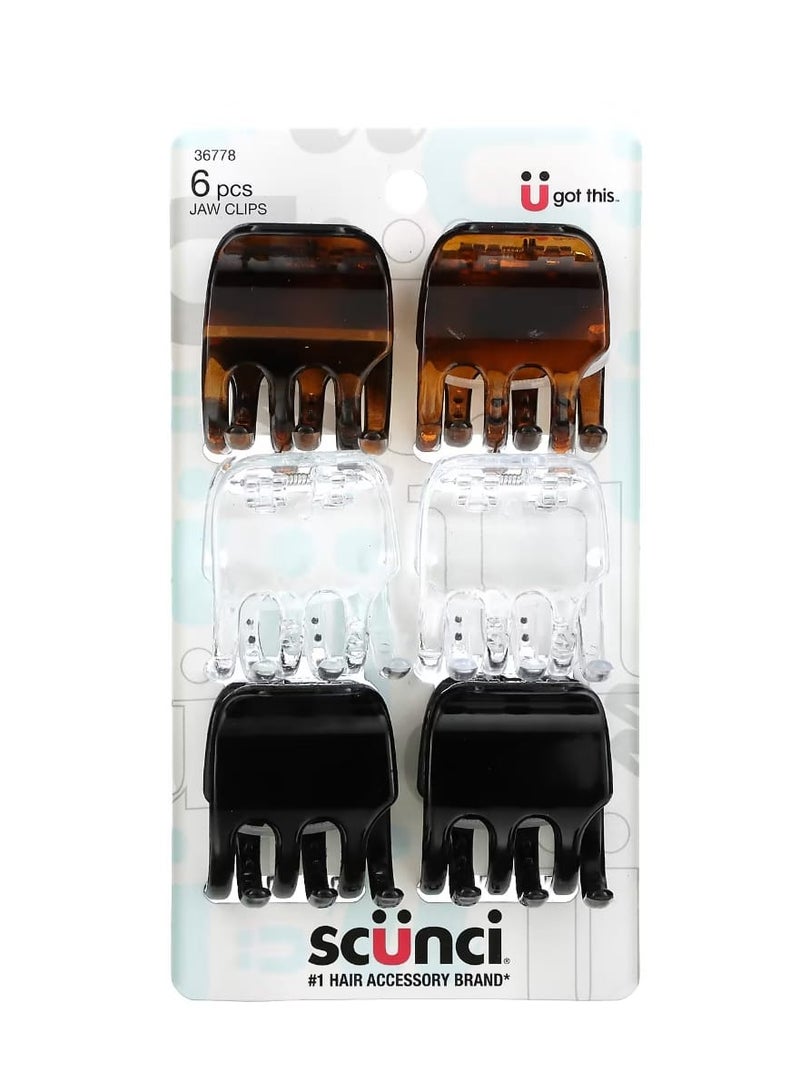 Scunci Effortless Beauty Jaw Clips Assorted Colors 6 Pieces - Image 1