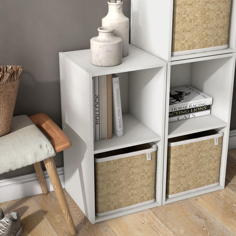 Homes: Inside + Out Apexa 2-Cube Storage Organizer Shelves, Stackable Wood Bookcase Fits Cubby Bins for Organization, Dorm Teen Room Decor & Home Office, White - Image 3