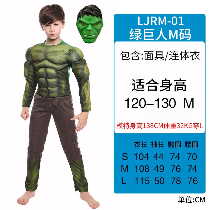 Adult Child Hulk Costume Avengers 4 Mask Cape Gloves Mask Dress Up Prom Costume Hulk M yards