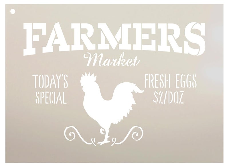 Studio R 12 Farmers Market Todays Special Fresh Eggs 2Doz Word Stencil by StudioR12 Rooster Word Art STCL2186 Select Size 11 x 8 
