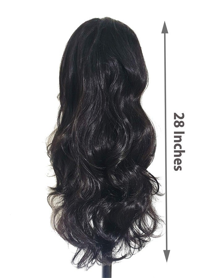 Foreign Holics Full head Wavy Hair Wigs For Women Long Natural Hair Line 28 Inches (Natural Brown) - Image 3