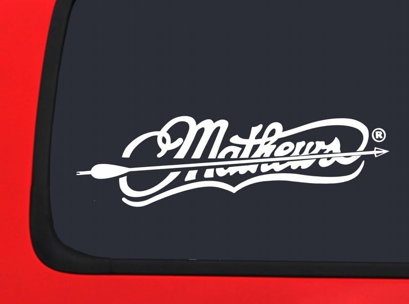 Mathews Archery Logo with Arrow - White Hunting window decal sticker