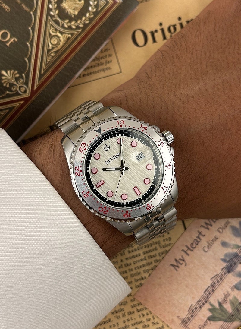 ديفوشي ساعة ديفوشي رجالية فضية كاجوال بستايل رياضي وسوار استيل - Image 1