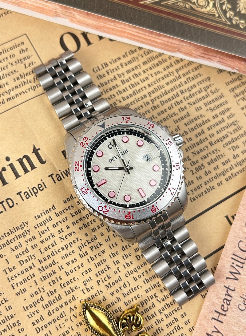 ديفوشي ساعة ديفوشي رجالية فضية كاجوال بستايل رياضي وسوار استيل - Image 3