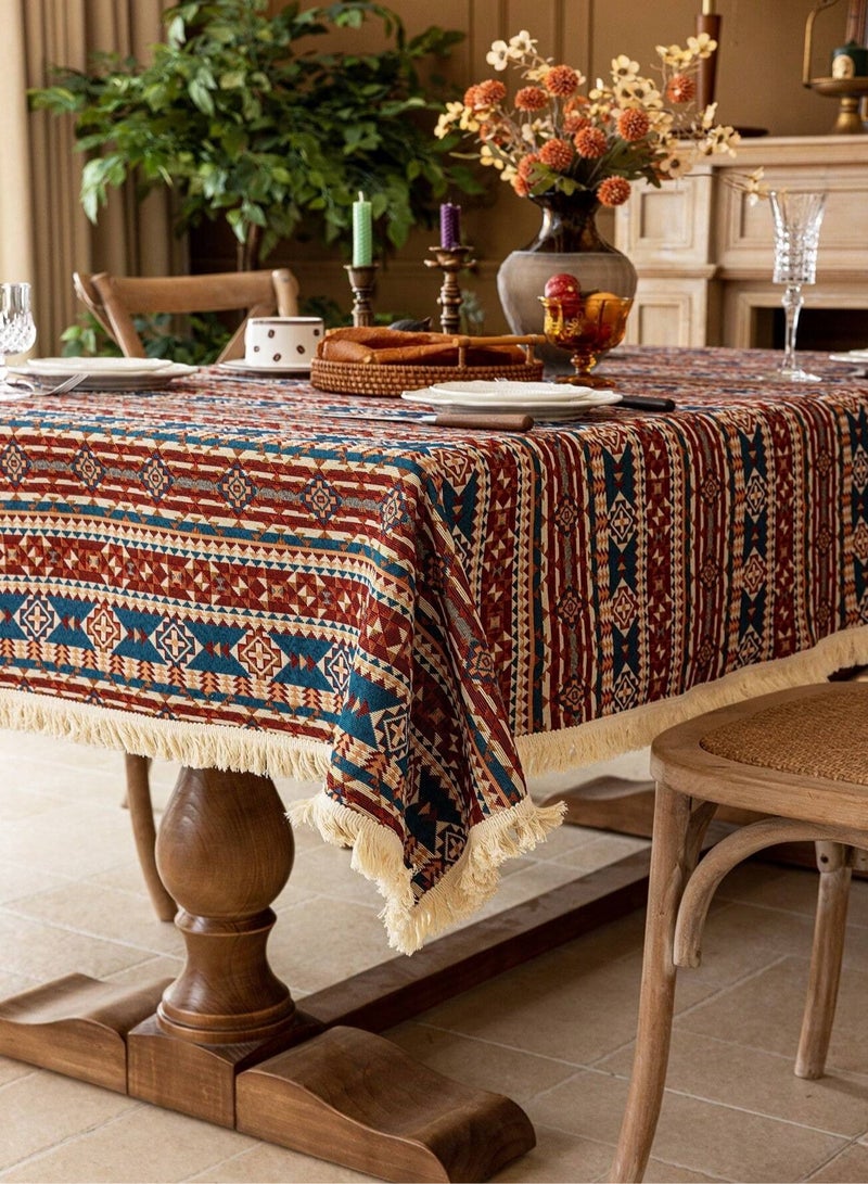 مفرش طاوله بتصميم بوهيمي هندسي قديم مناسب لمائدة رمضان او اي مناسبات اخرى الابعاد (240*140) - Image 1