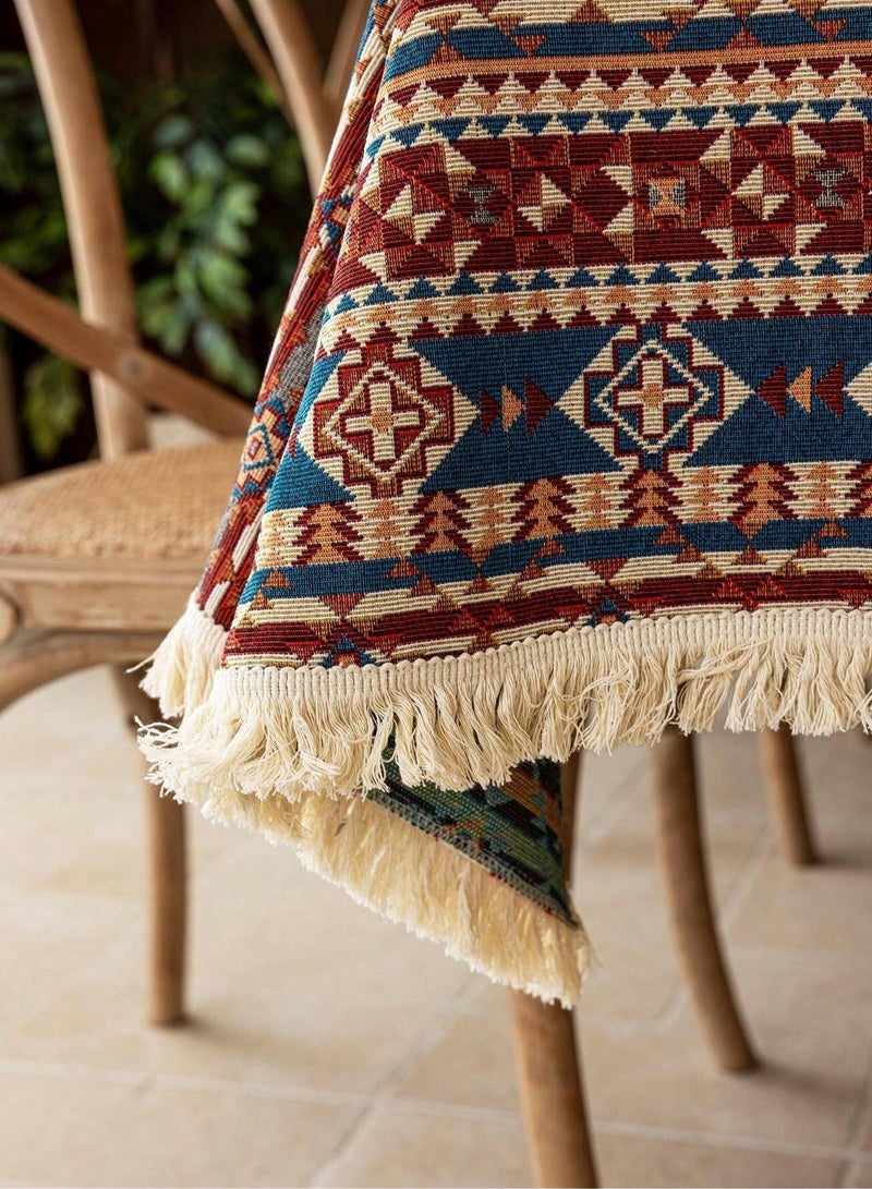 مفرش طاوله بتصميم بوهيمي هندسي قديم مناسب لمائدة رمضان او اي مناسبات اخرى الابعاد (240*140) - Image 5