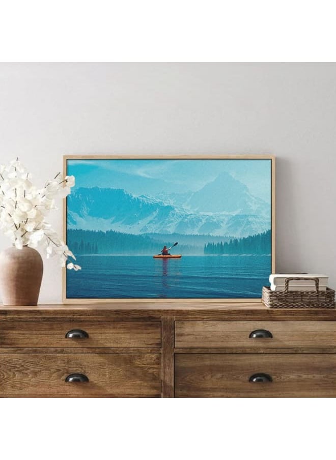 Home Gallery Woman kayaking into a lake with mountains Canvas Wall Art 120x80  - Image 4