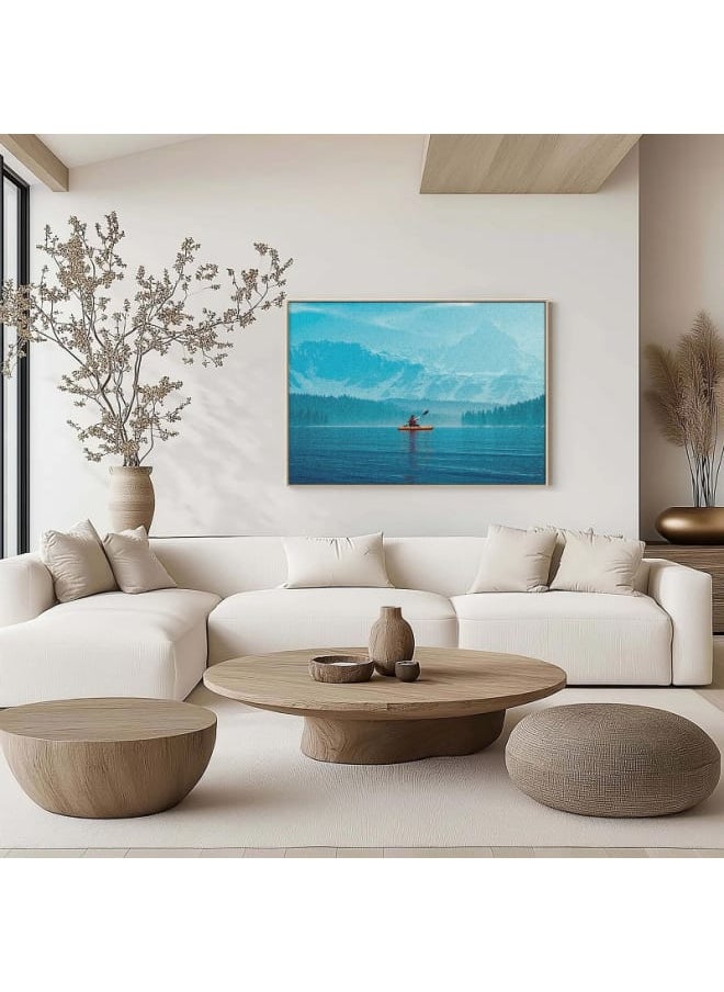 Home Gallery Woman kayaking into a lake with mountains Canvas Wall Art 120x80  - Image 2