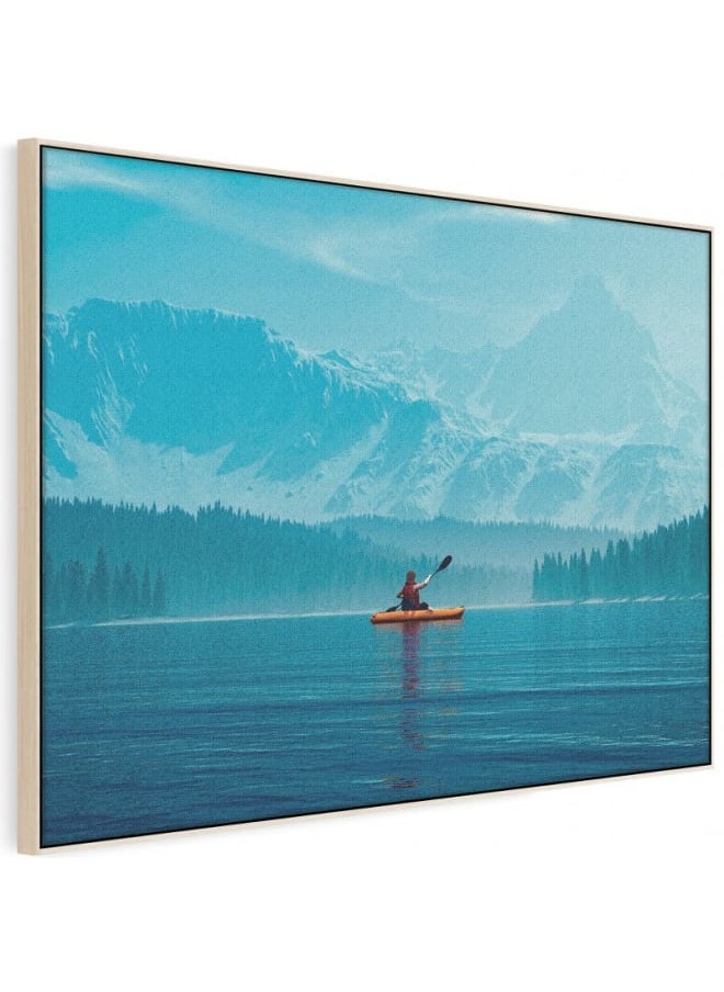 Home Gallery Woman kayaking into a lake with mountains Canvas Wall Art 120x80  - Image 5