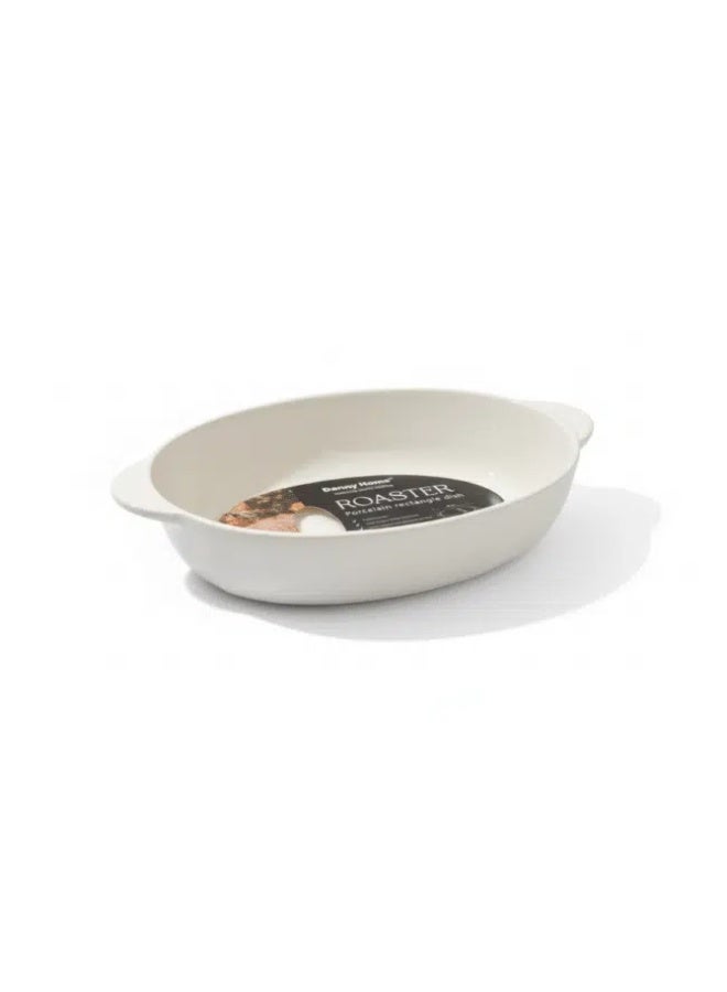 داني هوم صينية فرن بيضاوية فاخرة من البورسلين من داني هوم – (30 × 19.2 × 6.5 سم) أواني تقديم بيضاء مناسبة للفرن والمائدة - Image 2