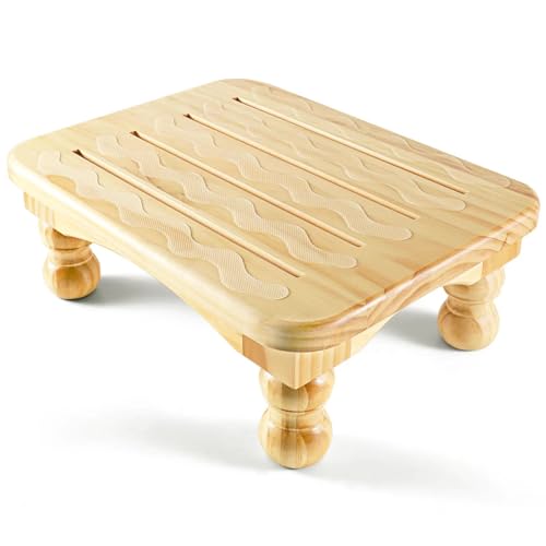 URFORESTIC Solid Wood Bed Step Stool Super Large/Bedside Steps for High Beds/Solid Wood Super Sturdy Hold Up to 500 LBS (Natural Finish) - Image 1