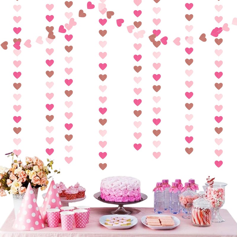burgleda Light-Pink Rose-Gold Valentines Party-Decorations Heart-Garland - 52ft Red Galentines Streamers Banner,Women Romantic Special Night Wedding Bachelorette Bridal Shower Birthday Backdrop Decor Burgleda - Image 4
