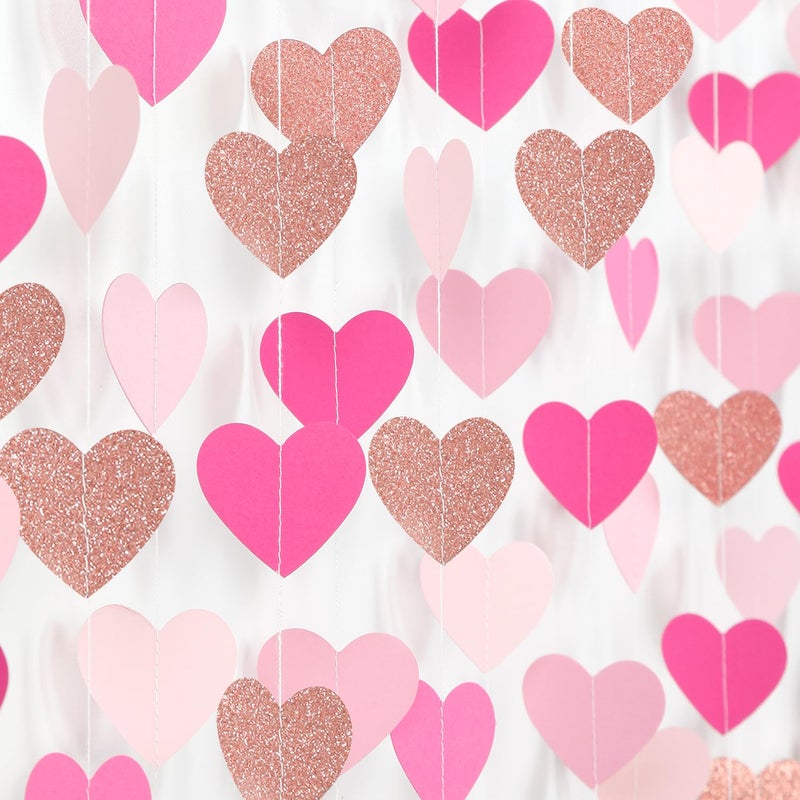 burgleda Light-Pink Rose-Gold Valentines Party-Decorations Heart-Garland - 52ft Red Galentines Streamers Banner,Women Romantic Special Night Wedding Bachelorette Bridal Shower Birthday Backdrop Decor Burgleda - Image 1