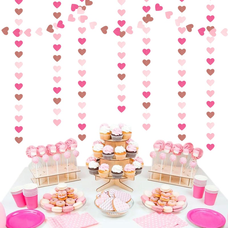 burgleda Light-Pink Rose-Gold Valentines Party-Decorations Heart-Garland - 52ft Red Galentines Streamers Banner,Women Romantic Special Night Wedding Bachelorette Bridal Shower Birthday Backdrop Decor Burgleda - Image 5