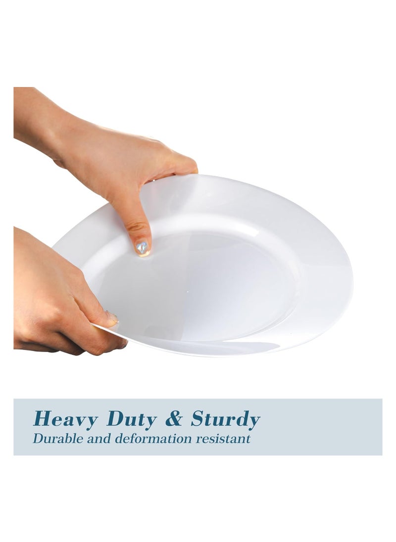 Generic - 100 Piece White Plastic Plates Disposable Hard Plates Premium Heavy Duty Dinner Plates 10.25 inch, Elegant and Fancy - Image 1