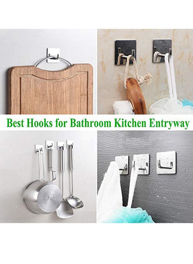 Hooks Heavy Duty Stick on Wall Hangers for Hanging Bathroom Kitchen Home Door Closet Cabinet Stainless Steel 4 Packs - Image 5