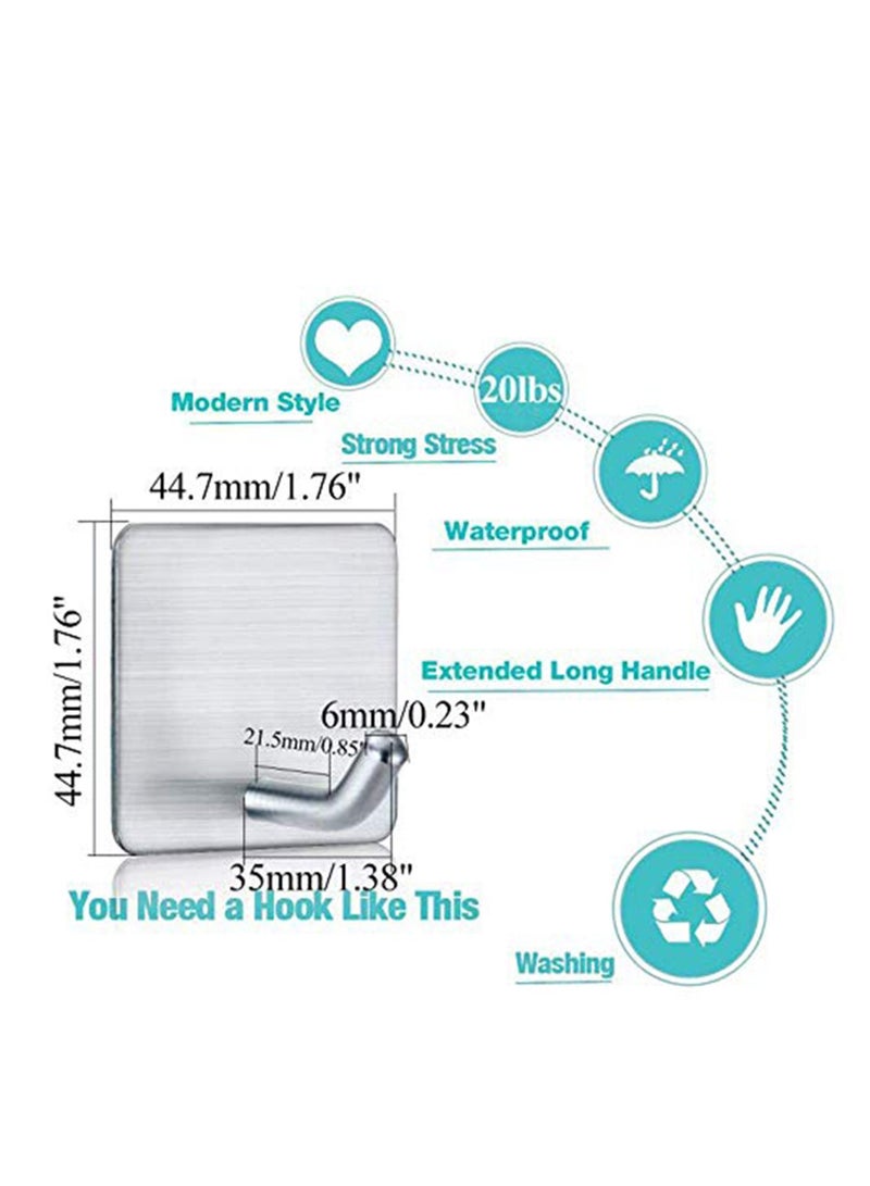 Hooks Heavy Duty Stick on Wall Hangers for Hanging Bathroom Kitchen Home Door Closet Cabinet Stainless Steel 4 Packs - Image 4