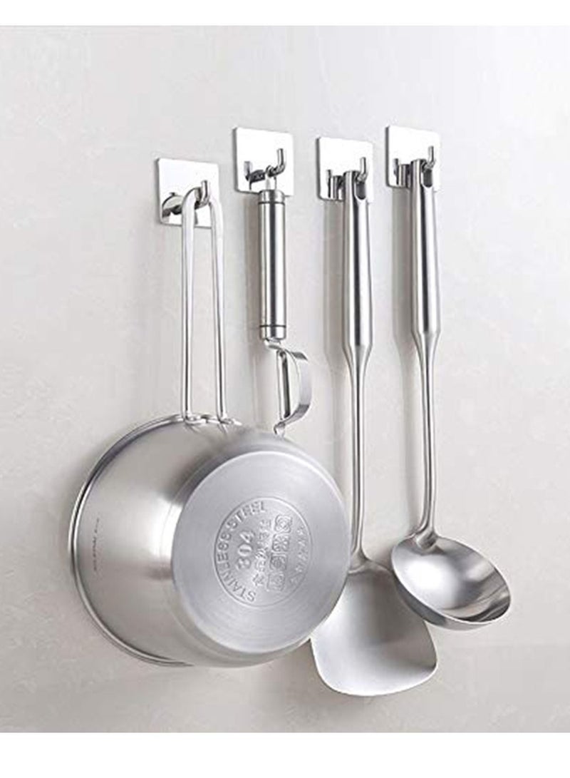 Hooks Heavy Duty Stick on Wall Hangers for Hanging Bathroom Kitchen Home Door Closet Cabinet Stainless Steel 4 Packs - Image 3