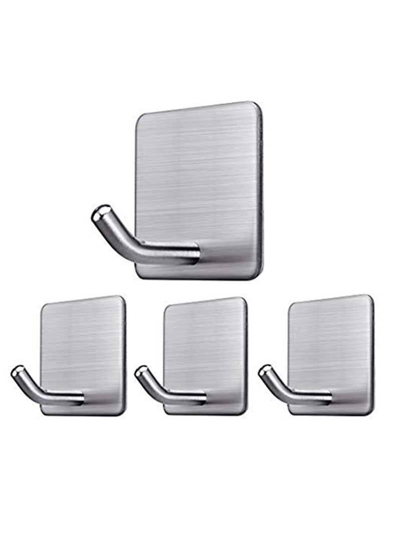 Hooks Heavy Duty Stick on Wall Hangers for Hanging Bathroom Kitchen Home Door Closet Cabinet Stainless Steel 4 Packs - Image 1