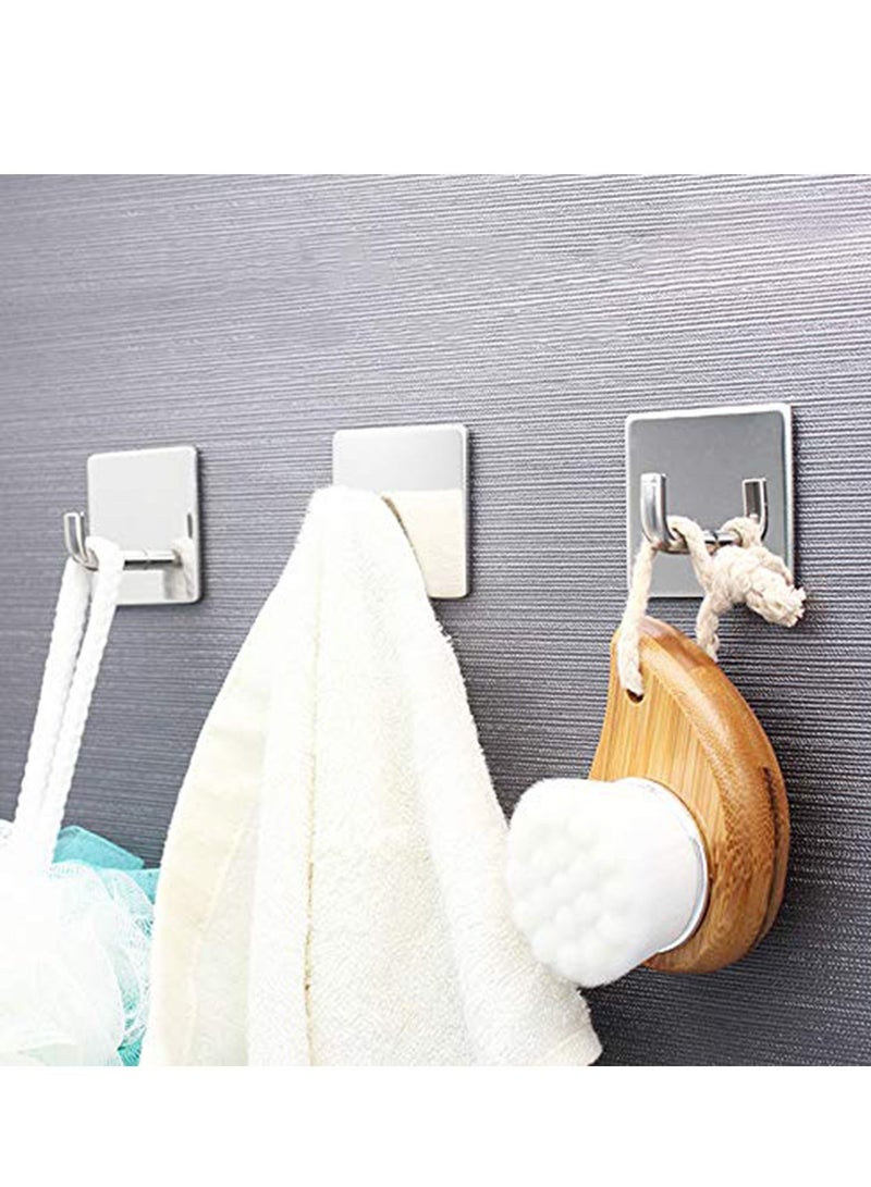 Hooks Heavy Duty Stick on Wall Hangers for Hanging Bathroom Kitchen Home Door Closet Cabinet Stainless Steel 4 Packs - Image 2