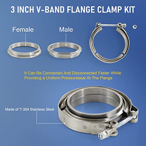 JDMSPEED مجموعة مشبك فلانج V-Band جديدة 3" من JDMSPEED مع حافة 4 قطع من الفولاذ المقاوم للصدأ بديل لماسورة العادم (4) - Image 4