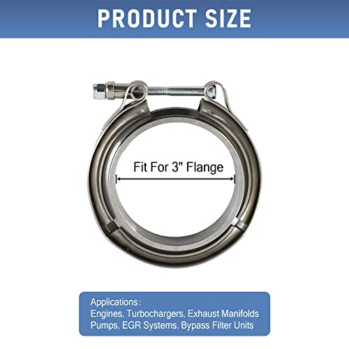 JDMSPEED مجموعة مشبك فلانج V-Band جديدة 3" من JDMSPEED مع حافة 4 قطع من الفولاذ المقاوم للصدأ بديل لماسورة العادم (4) - Image 3