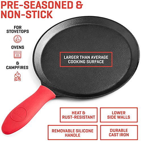 Uno Casa Cast Iron Tortilla Press 8 Inch - Bundle of Skillet for Roti / Comal Pan, Tawa / Dosa Pan Pataconera, Comales para Tortillas - Image 3