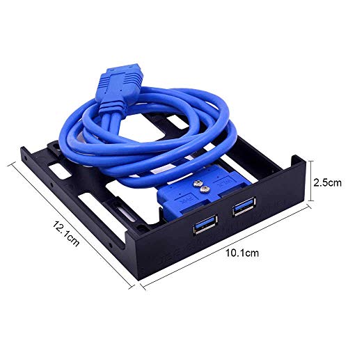 viboton USB 3.0 Front Panel Hub 2 Port Expansion Bay 20 Pin to USB3.0 60cm Bracket Adapter Cable for PC Desktop 2.5" Floppy Bay (VB-07) Gold - Image 2