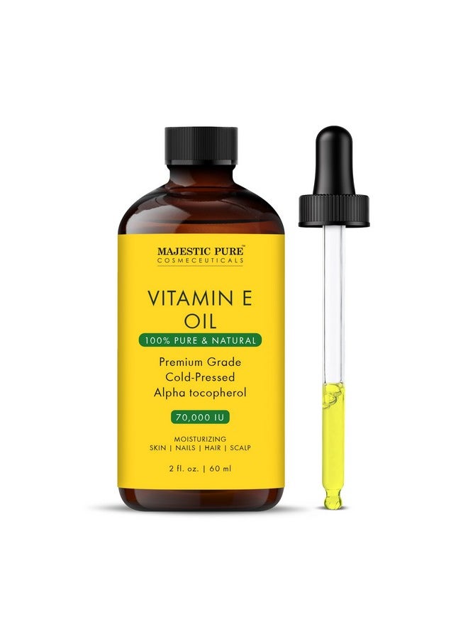 Majestic Pure Vitamin E Oil - 100% Pure & Natural | Premium Grade, Cold-Pressed And Tocopherol To Repair Dry, Damaged Skin | Moisturizing Skin, Hair And Scalp 2 Fl Oz  - Image 1