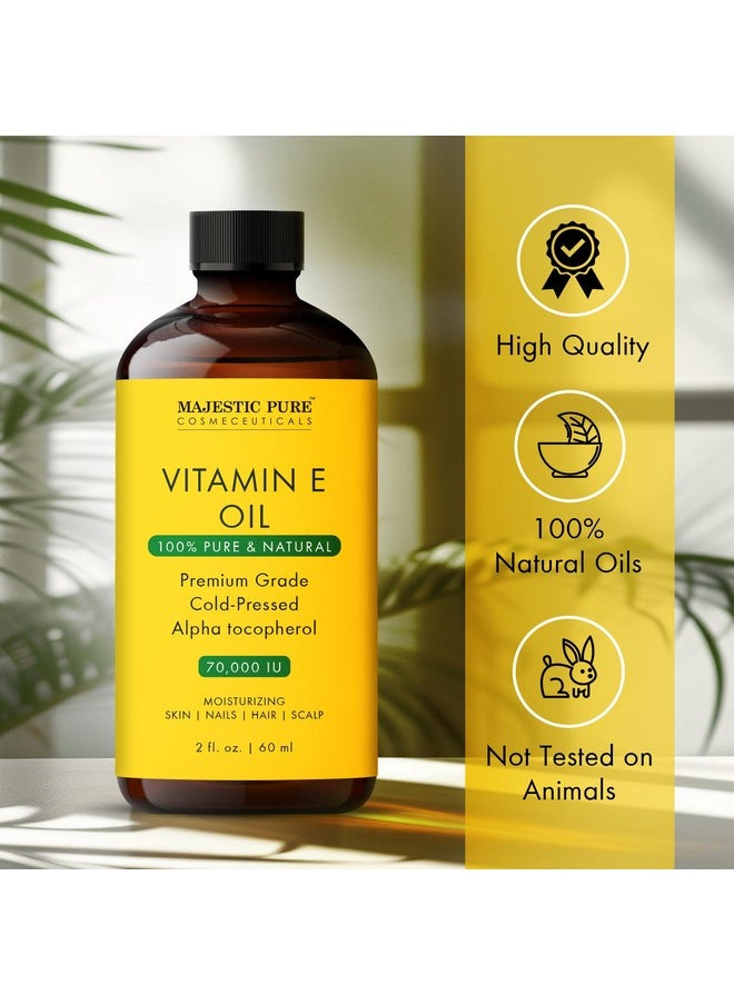 Majestic Pure Vitamin E Oil - 100% Pure & Natural | Premium Grade, Cold-Pressed And Tocopherol To Repair Dry, Damaged Skin | Moisturizing Skin, Hair And Scalp 2 Fl Oz  - Image 4