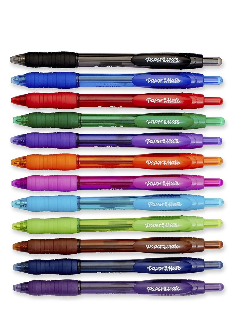 Paper Mate أقلام حبر جاف قابلة للسحب من Paper Mate، بلون غامق (1.4 مم)، ألوان متنوعة، 12 قلمًا  - Image 2