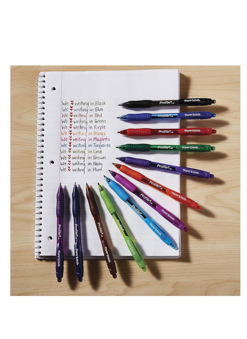 Paper Mate أقلام حبر جاف قابلة للسحب من Paper Mate، بلون غامق (1.4 مم)، ألوان متنوعة، 12 قلمًا  - Image 4