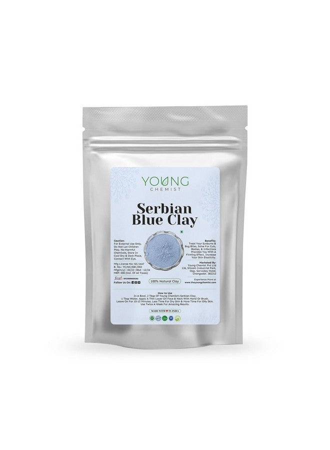 Young Chemist Serbian Blue Clay/Raw, Vegan and Organic/Paraben free/Good for Body,Face and Hair (all Skin Type, Powder Form, Blue, 100 grams) - Image 1