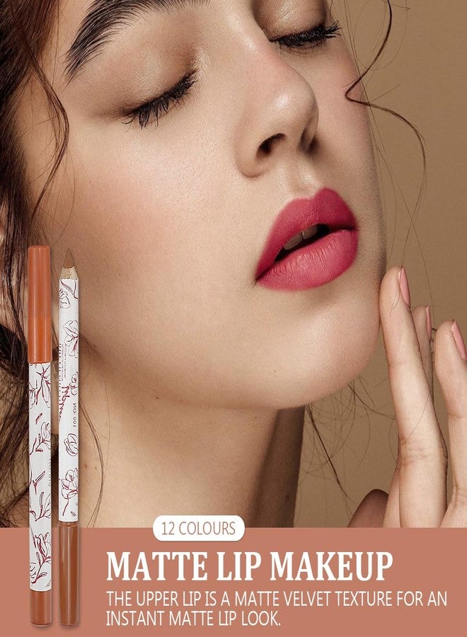 UPIQNG 12 Colors Matte Lip Liner Lipliner Pencil Velvet Lip Liner Slim Lip Pencil Smooth Lipsticks Waterproof Long Lasting Lip Liner Makeup Supplies Lip plumper Cosmetic Set - Image 5