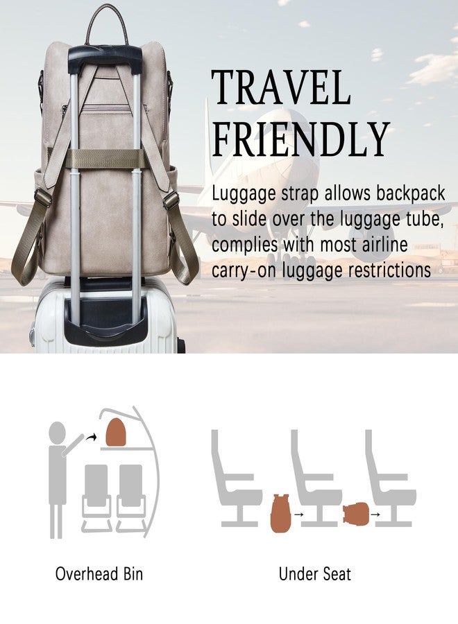 Shrrie Vegan Leather Laptop Backpack for Women 14 inch Work Backpack Fashion Travel Backpack Purse for Business College, 1 Two-toned Gray, 15x16x7 inches, 27.5L - Image 5