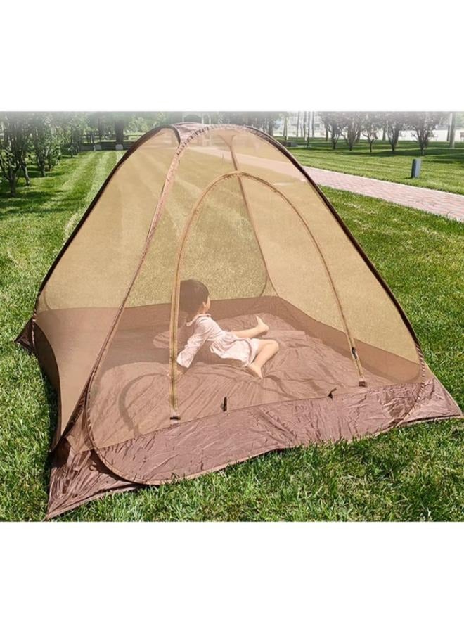 Generic Camping Picnic Tent Outdoor Breathable Encrypted Mesh Mosquito Net Indoor Double Fully Automatic Quick Opening Ventilation Mosquito Net for Fishing Hiking Travel for 2-3 Persons Size: 200*200*135cm  - Image 5