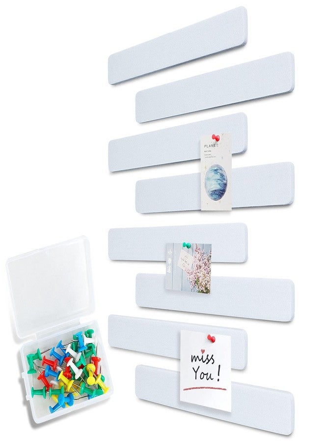 Uoisaiko Felt Pin Board Bar 15"x2", Pack of 8 Bulletin Board Strips with 40 Push Pins, Home Office Memos Notice Boards Felt Wall Tiles - Image 1